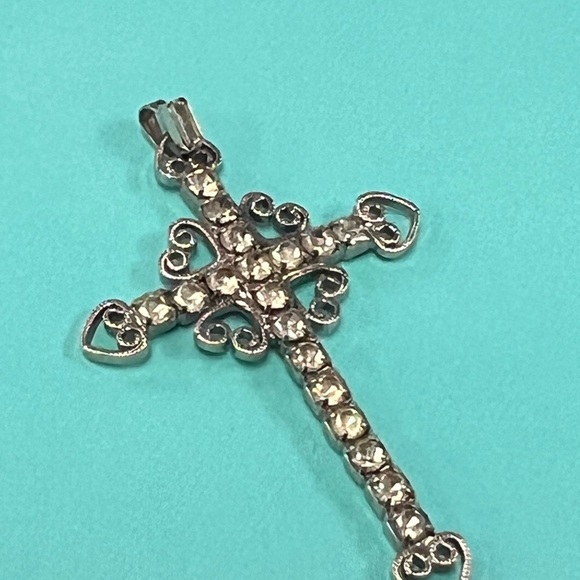 Vintage Rhinestone Cross Pendant/2in - Picture 6 of 9